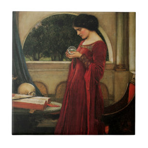 Crystal Bal Vrouw Waterhouse Schilderij Tegeltje