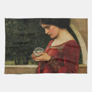 Crystal Bal Vrouw Waterhouse Schilderij Theedoek
