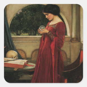 Crystal Bal Vrouw Waterhouse Schilderij Vierkante Sticker