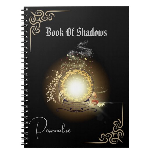 Crystal Ball Book of Shadows Sparkly Journal Black Notitieboek (Voorkant)