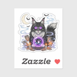 Crystal Ball Coon – Maine Coon Halloween Sticker
