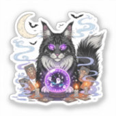 Crystal Ball Coon – Maine Coon Halloween Sticker (Voorkant)