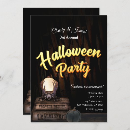 Crystal Ball Glow Fortune Teller Halloween Party Kaart (Voorkant / Achterkant)