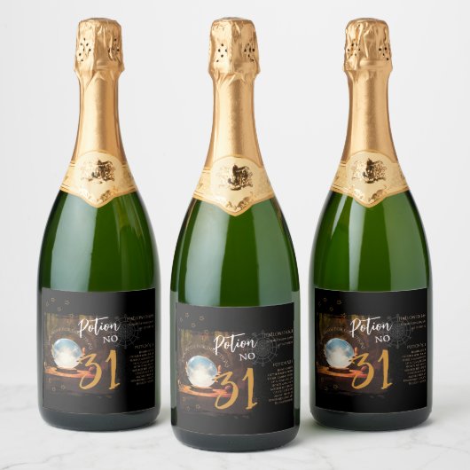 Crystal Ball Halloween Wijnlabel Sparkling Wijnetiket (Flessen)