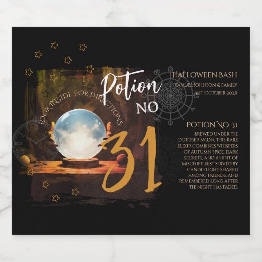 Crystal Ball Halloween Wijnlabel Sparkling Wijnetiket (Enkel label)
