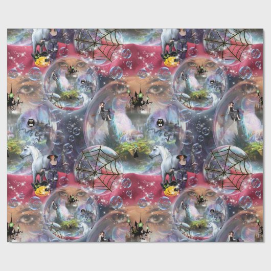 Crystal Ball Halloween Witch Cadeaupapier (Vlak)