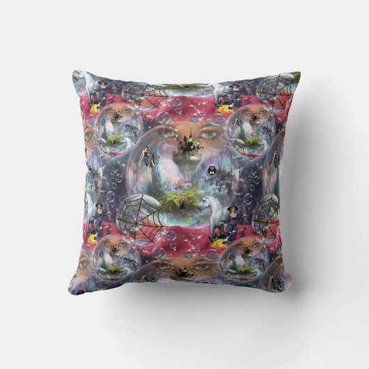 Crystal Ball Halloween Witch Kussen (Achterkant)