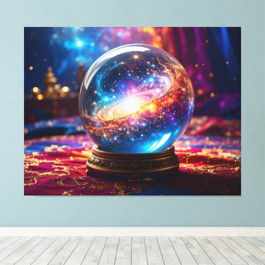 Crystal Ball - Ik zie een kosmische gebeurtenis in Canvas Afdruk (Insitu (Houten vloer))