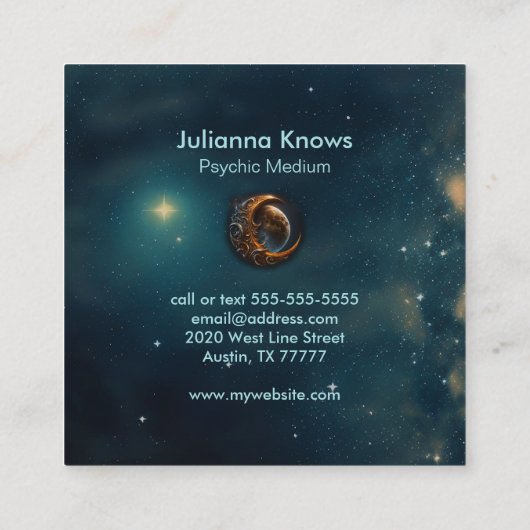 Crystal Ball Psychic Medium Tarot Reader Vierkante Visitekaartje (Achterkant)