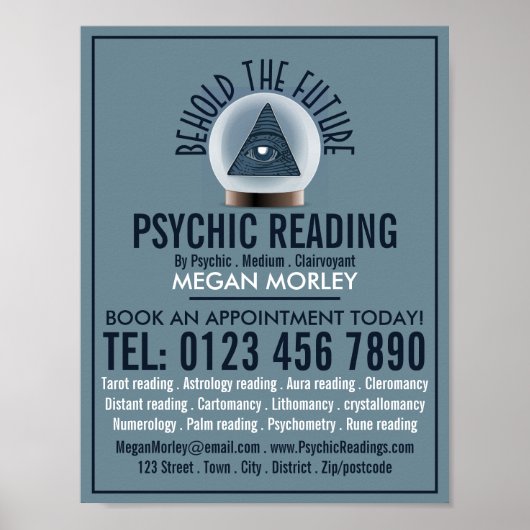 Crystal Ball, psychische lezing Adverteren Poster (Voorkant)