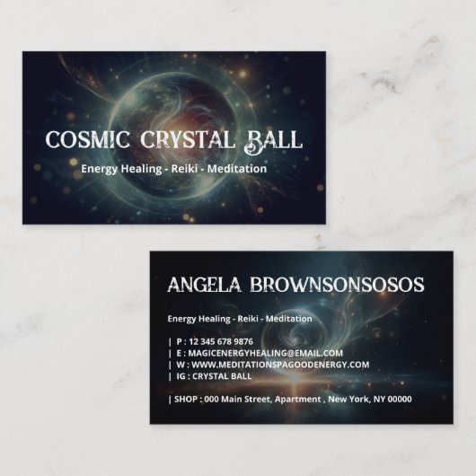 Crystal Ball Psychische Medium Tarot Reader Zwart Visitekaartje (Voorkant / Achterkant)