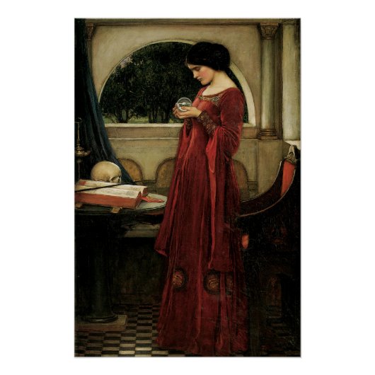 Crystal Ball van John William Waterhouse Poster (Voorkant)