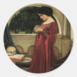 Crystal Ball van John William Waterhouse Ronde Sticker