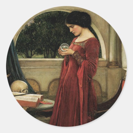 Crystal Ball van John William Waterhouse Ronde Sticker (Voorkant)