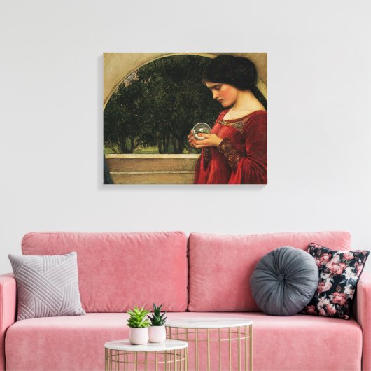 Crystal Ball Woman Waterhouse Painting Canvas Afdruk (Insitu (Woonkamer))