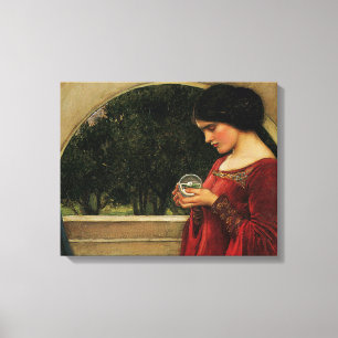 Crystal Ball Woman Waterhouse Painting Canvas Afdruk