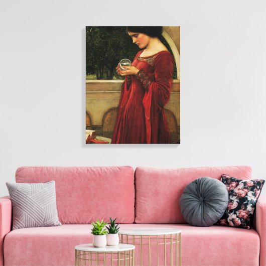 Crystal Ball Woman Waterhouse Painting Canvas Afdruk (Insitu (Woonkamer))
