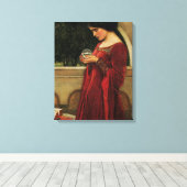 Crystal Ball Woman Waterhouse Painting Canvas Afdruk (Insitu (Houten vloer))