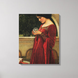 Crystal Ball Woman Waterhouse Painting Canvas Afdruk