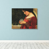 Crystal Ball Woman Waterhouse Painting Canvas Afdruk (Insitu (Houten vloer))