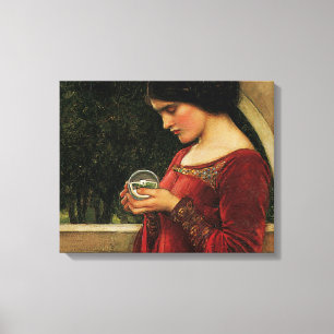Crystal Ball Woman Waterhouse Painting Canvas Afdruk