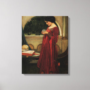 Crystal Ball Woman Waterhouse Painting Canvas Afdruk