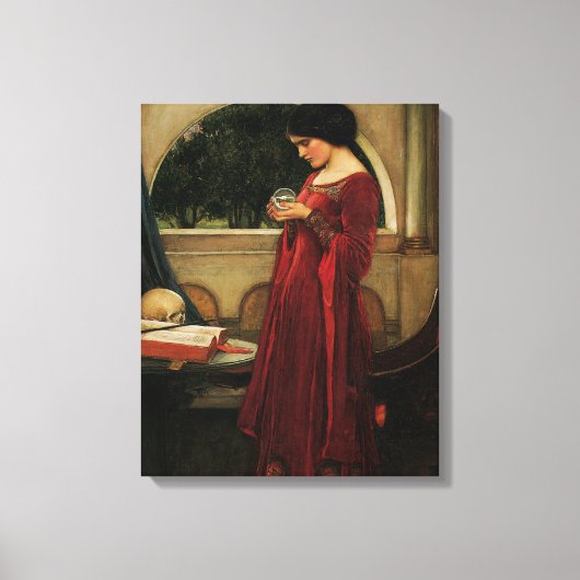 Crystal Ball Woman Waterhouse Painting Canvas Afdruk (Voorkant)