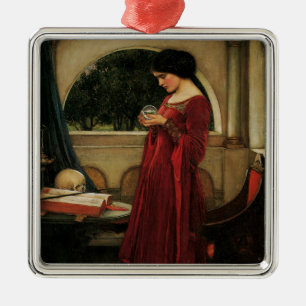 Crystal Ball Woman Waterhouse Painting Metalen Ornament