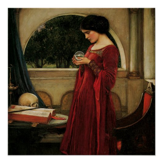 Crystal Ball Woman Waterhouse Painting Perfect Poster (Voorkant)