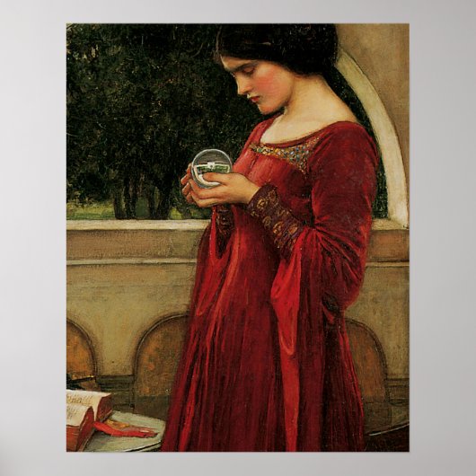 Crystal Ball Woman Waterhouse Painting Poster (Voorkant)