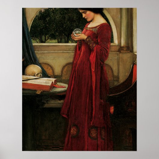 Crystal Ball Woman Waterhouse Painting Poster (Voorkant)