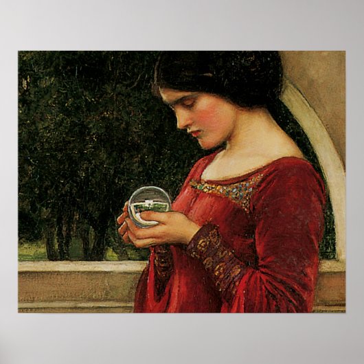Crystal Ball Woman Waterhouse Painting Poster (Voorkant)