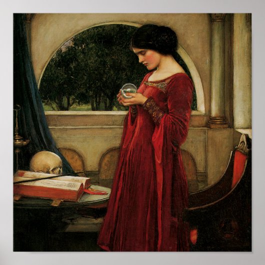 Crystal Ball Woman Waterhouse Painting Poster (Voorkant)