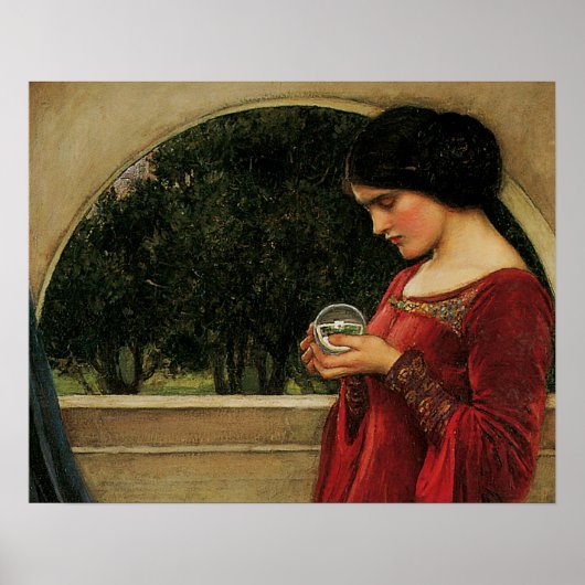 Crystal Ball Woman Waterhouse Painting Poster (Voorkant)