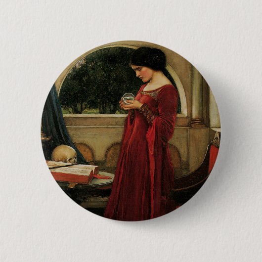 Crystal Ball Woman Waterhouse Painting Ronde Button 5,7 Cm (Voorkant)