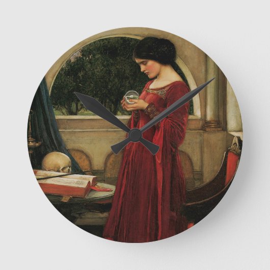 Crystal Ball Woman Waterhouse Painting Ronde Klok (Voorkant)