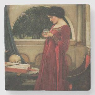 Crystal Ball Woman Waterhouse Painting Stenen Onderzetter