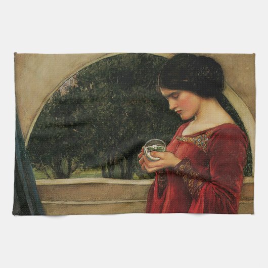 Crystal Ball Woman Waterhouse Painting Theedoek (Horizontaal)