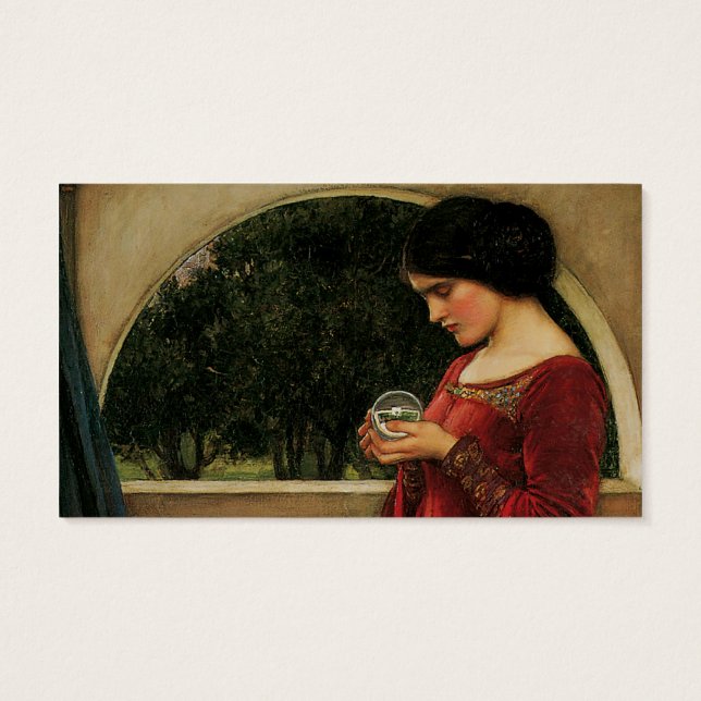 Crystal Ball Woman Waterhouse Painting Visitekaartje (Achterkant)