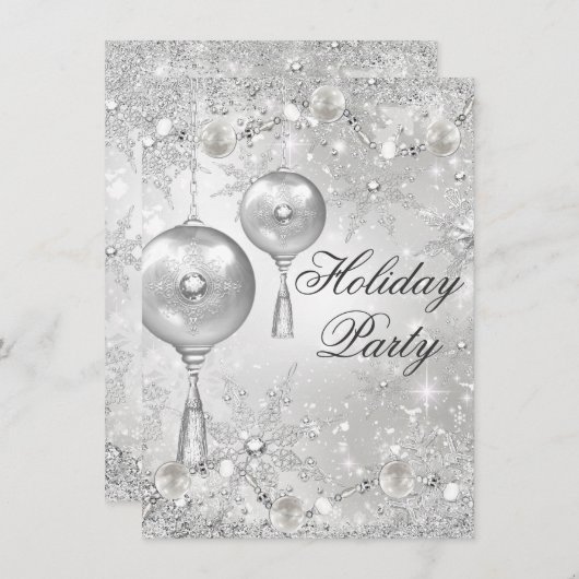 Crystal Bauble & Snowflake kerstfeestdag Kaart (Voorkant / Achterkant)