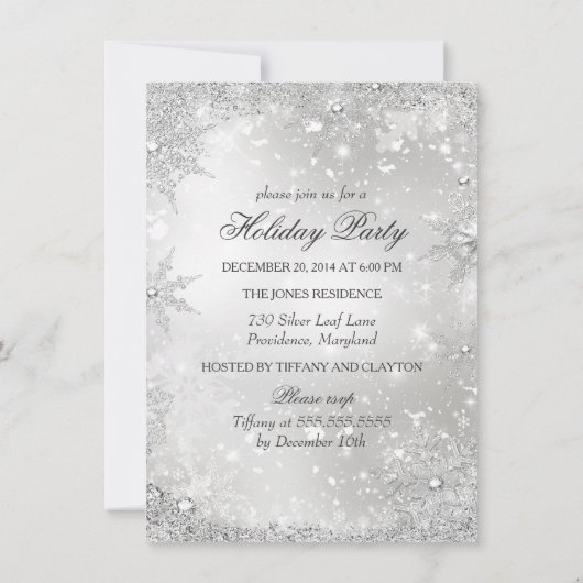 Crystal Bauble & Snowflake kerstfeestdag Kaart (Achterkant)