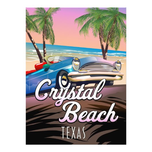 Crystal Beach Texas reisposter Foto Afdruk (Voorkant)