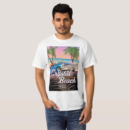 Crystal Beach Texas reisposter T-shirt (Voorkant volledig)