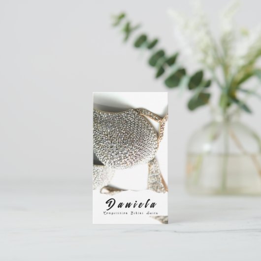 Crystal Bikini Fitness Competition Suits Women Bus Visitekaartje (Staand voorkant)