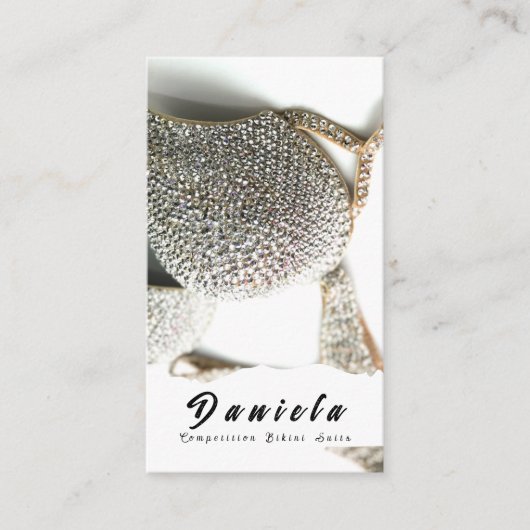 Crystal Bikini Fitness Competition Suits Women Bus Visitekaartje (Voorkant)