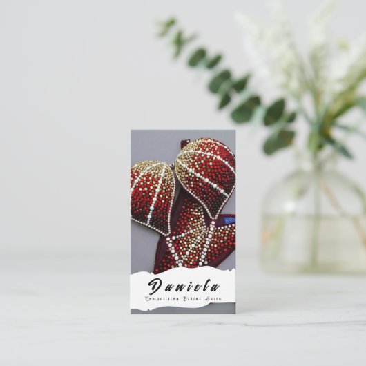 Crystal Bikini Fitness Competition Suits Women Bus Visitekaartje (Staand voorkant)