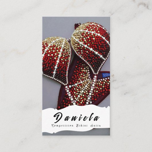 Crystal Bikini Fitness Competition Suits Women Bus Visitekaartje (Voorkant)