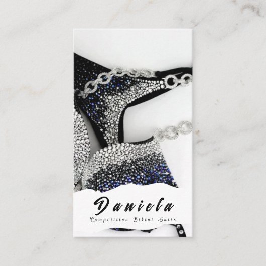 Crystal Bikini Fitness Competition Suits Women Bus Visitekaartje (Voorkant)