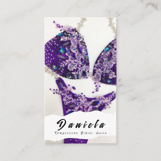 Crystal Bikini Fitness Competition Suits Women Bus Visitekaartje (Voorkant)