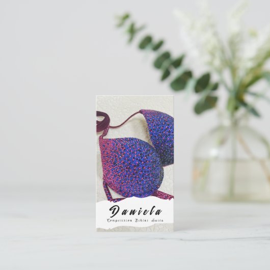 Crystal Bikini Fitness Competition Suits Women Visitekaartje (Staand voorkant)